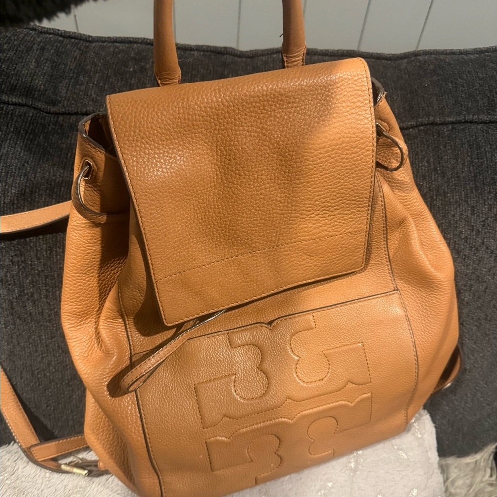 Tory Burch Camel Leather Backpack